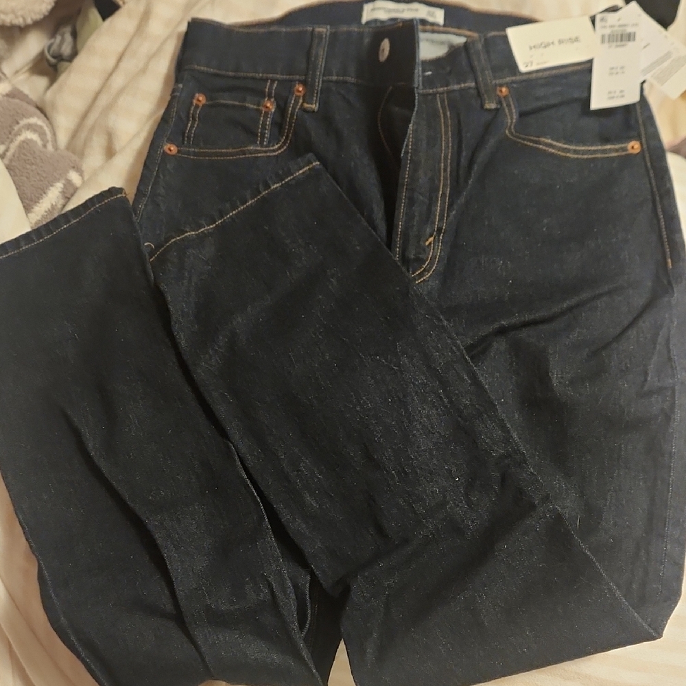 Abercrombie & Fitch High Rise Women Jeans - Dark Blue Size 27 Short
